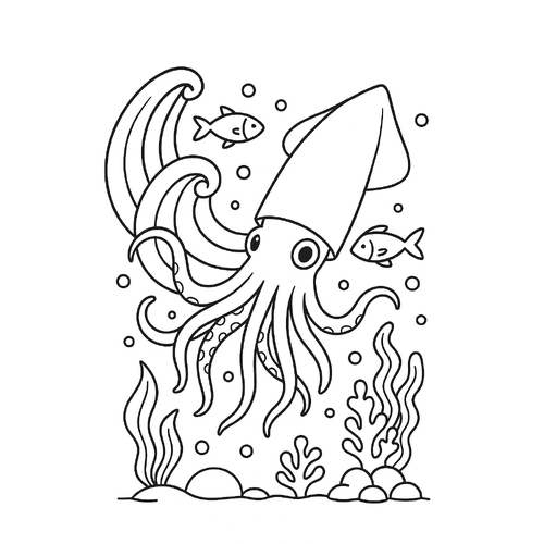 Tranh Tô Màu Con Mực Cho Bé – Tải PDF 2025