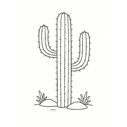 Tranh tô màu cây xương rồng cho bé 2025 - Hình tô màu PDF dễ thương