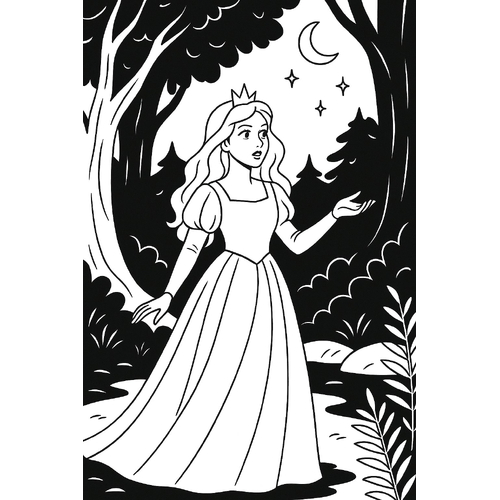 Tranh tô màu công chúa ngủ trong rừng cho bé 2025 - PDF dễ tải