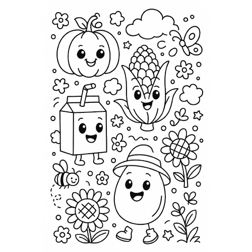 Tranh tô màu sản phẩm nghề nông cho bé 2025