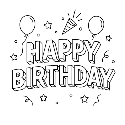 Chữ Happy Birthday Tô Màu Cho Bé - Năm 2025