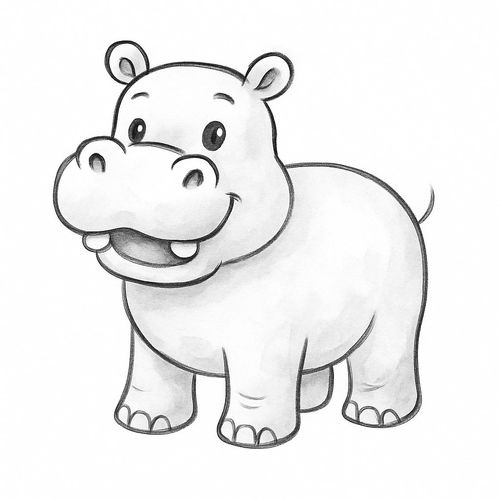 Tô màu con hà mã cho bé 2025 - Tranh &amp; PDF miễn phí