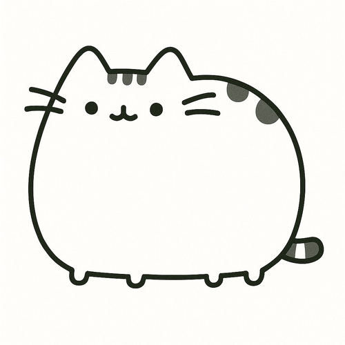 Tranh tô màu mèo Pusheen cho bé 2025 – Tải PDF miễn phí