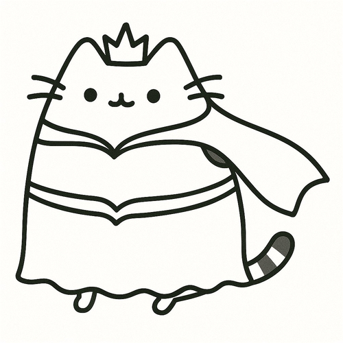 Tranh tô màu mèo Pusheen cho bé 2025 – Tải PDF miễn phí