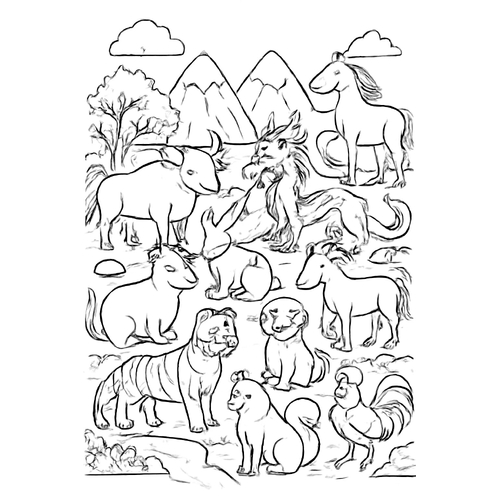 Tô màu 12 con giáp cho bé 2025