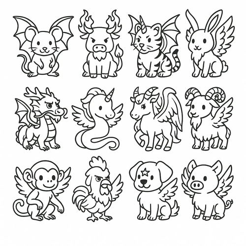 Tô màu 12 con giáp cho bé 2025