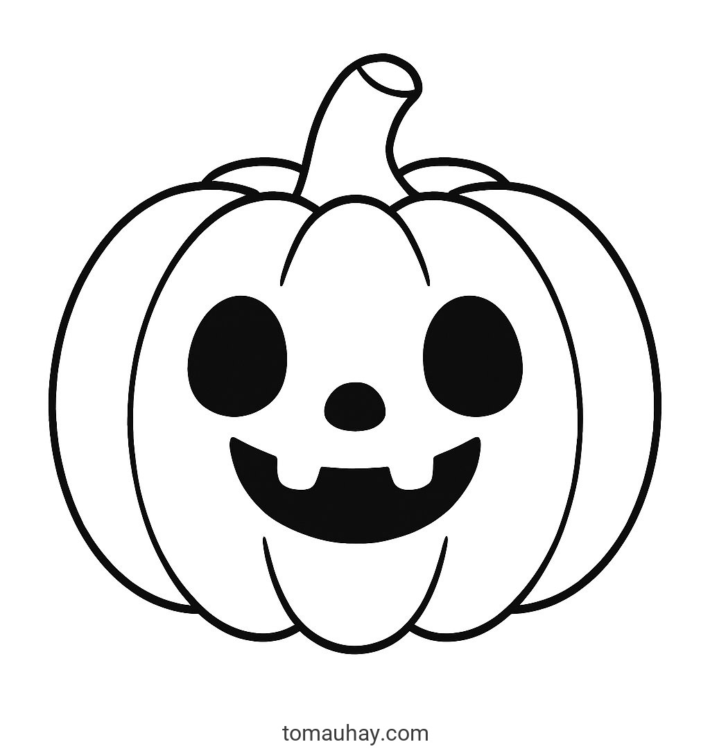 Tô màu bí ngô Halloween cho bé – Tranh tô màu 2026 - Bí ngô dễ thương
