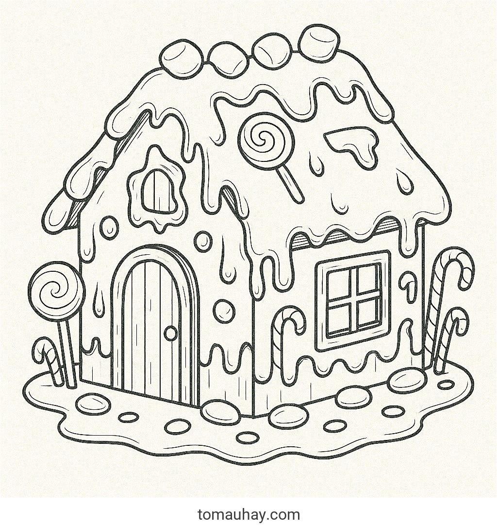 Tô màu ngôi nhà bánh kẹo cho bé 2026 - PDF - Chocolate Dream