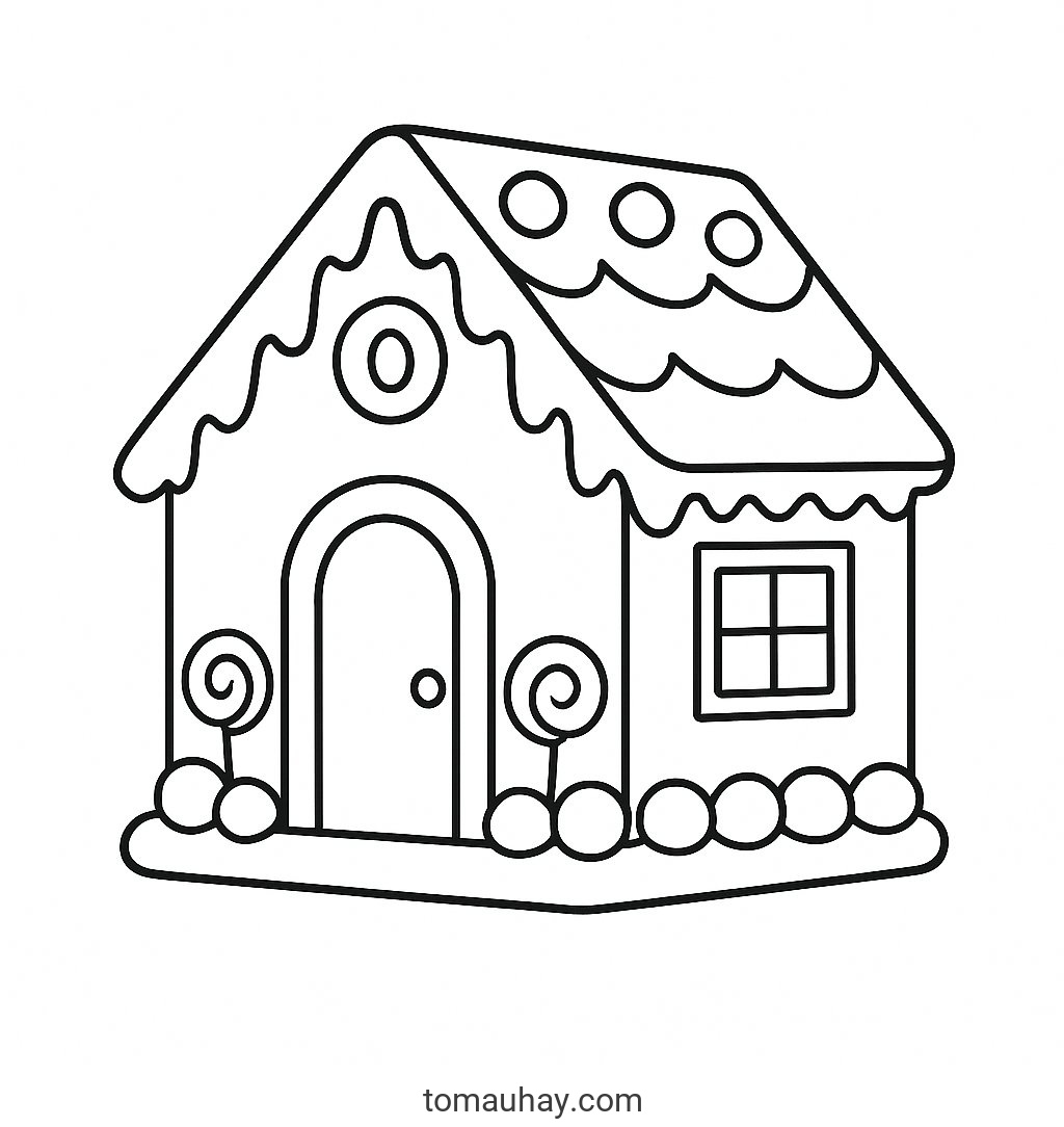 Tô màu ngôi nhà bánh kẹo cho bé 2026 - PDF - Gingerbread Tiny