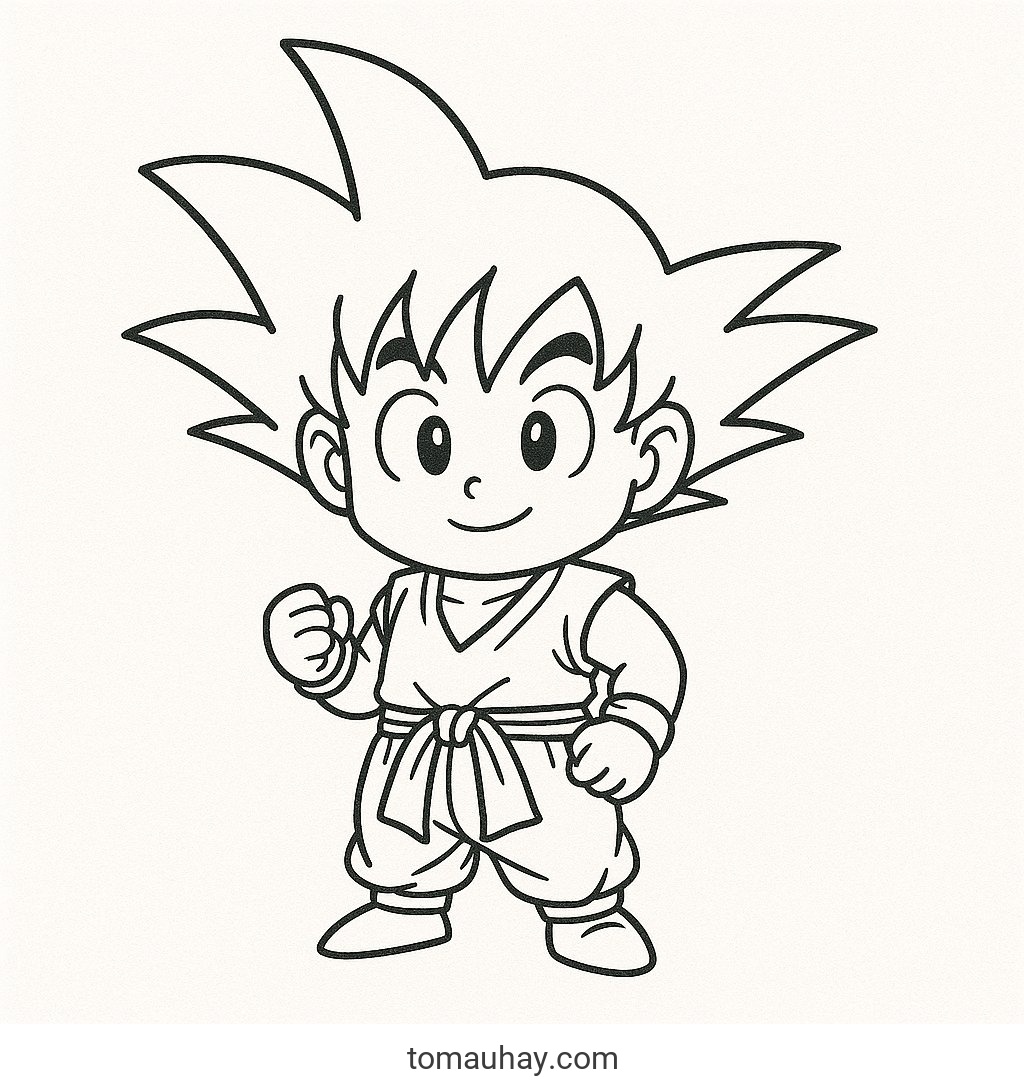 Tô màu Goku cho bé 2026 | Tranh Dragon Ball đẹp PDF - Goku chibi