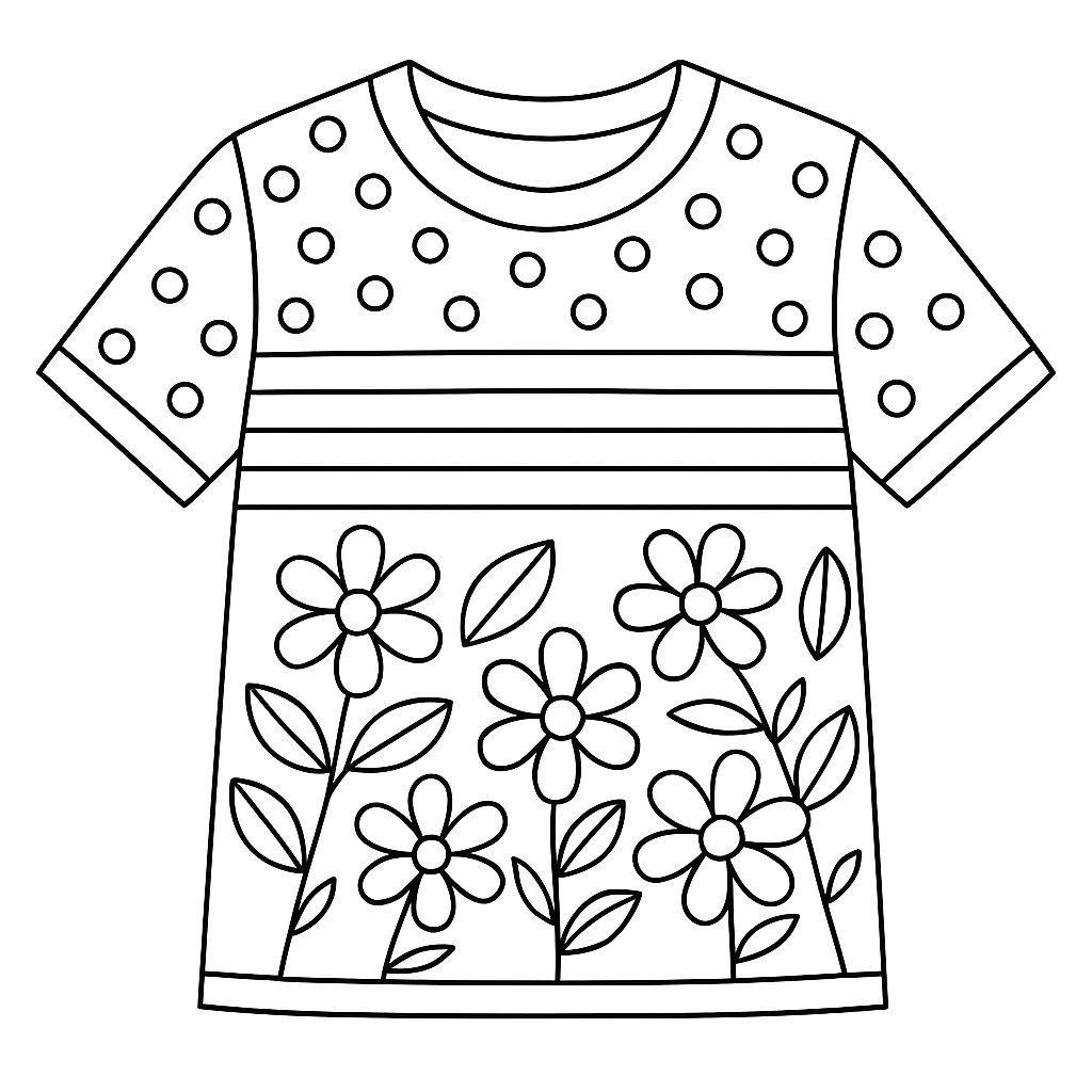 Tô màu áo với họa tiết hoa văn