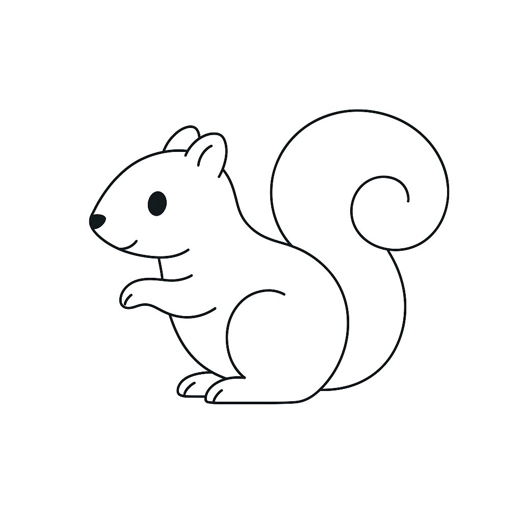 Tô màu con sóc tối giản