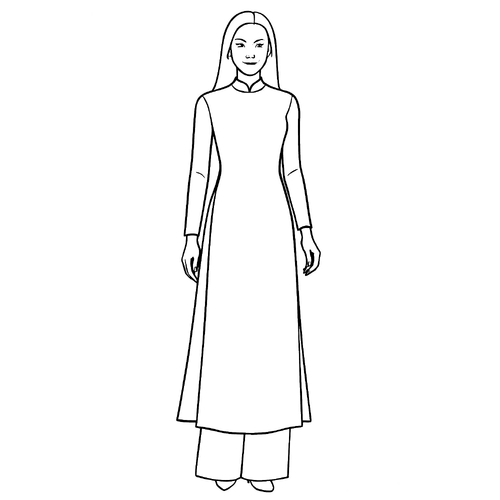 Tranh tô màu áo dài Việt Nam cho bé – Tải PDF 2025