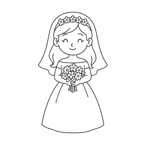 Tô màu cô dâu cho bé đẹp, tải PDF miễn phí 2025