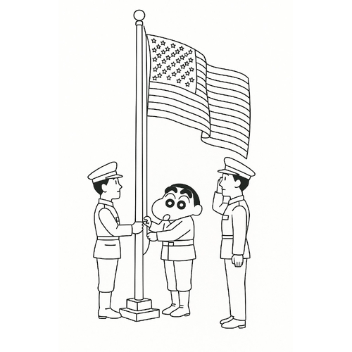 Tranh tô màu cột cờ Hà Nội cho bé 2025 –