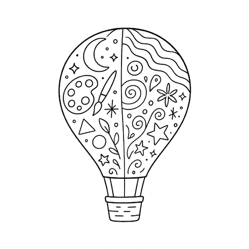 Tranh tô màu khinh khí cầu cho bé 2025 – Hình tô màu PDF miễn phí