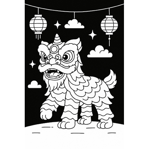 Tô màu con lân cho bé – Tranh tô màu đầu lân 2025