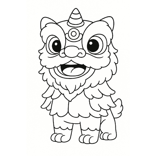 Tô màu con lân cho bé – Tranh tô màu đầu lân 2025
