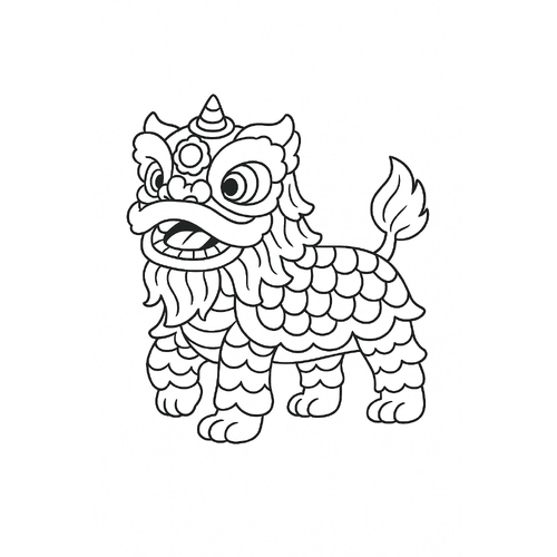 Tô màu con lân cho bé – Tranh tô màu đầu lân 2025