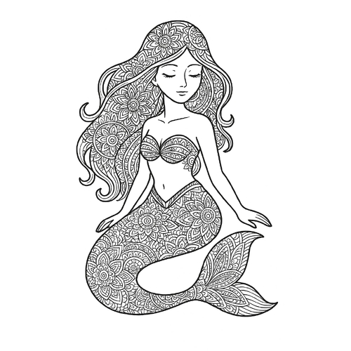 18+ Tranh tô màu nàng tiên cá 2025 cực đáng yêu bé rất thích