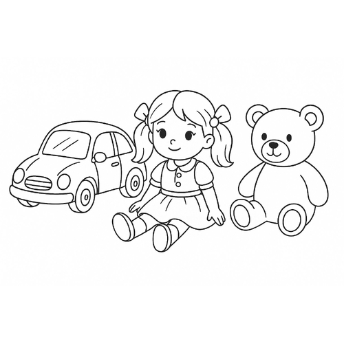 Tranh tô màu đồ chơi trường mầm non cho bé 2025