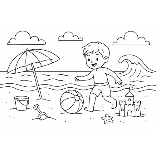 Tô màu bãi biển cho bé 2025