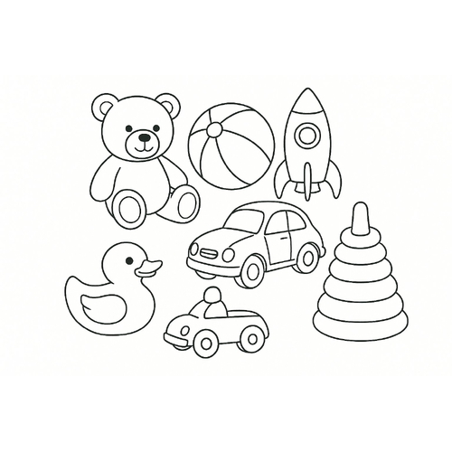 Tranh tô màu đồ chơi trường mầm non cho bé 2025