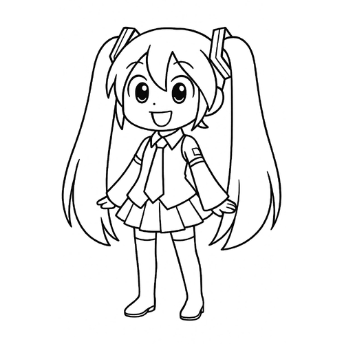 Tranh tô màu Miku cho bé PDF dễ thương nhất 2025