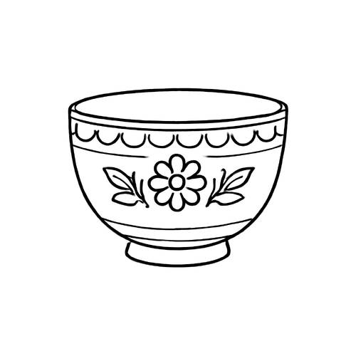 Tô màu cái bát cho bé 2025 – Hình tô màu dễ thương