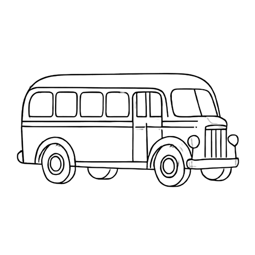 Xe buýt tô màu cho bé 2025 - Hình tô màu PDF
