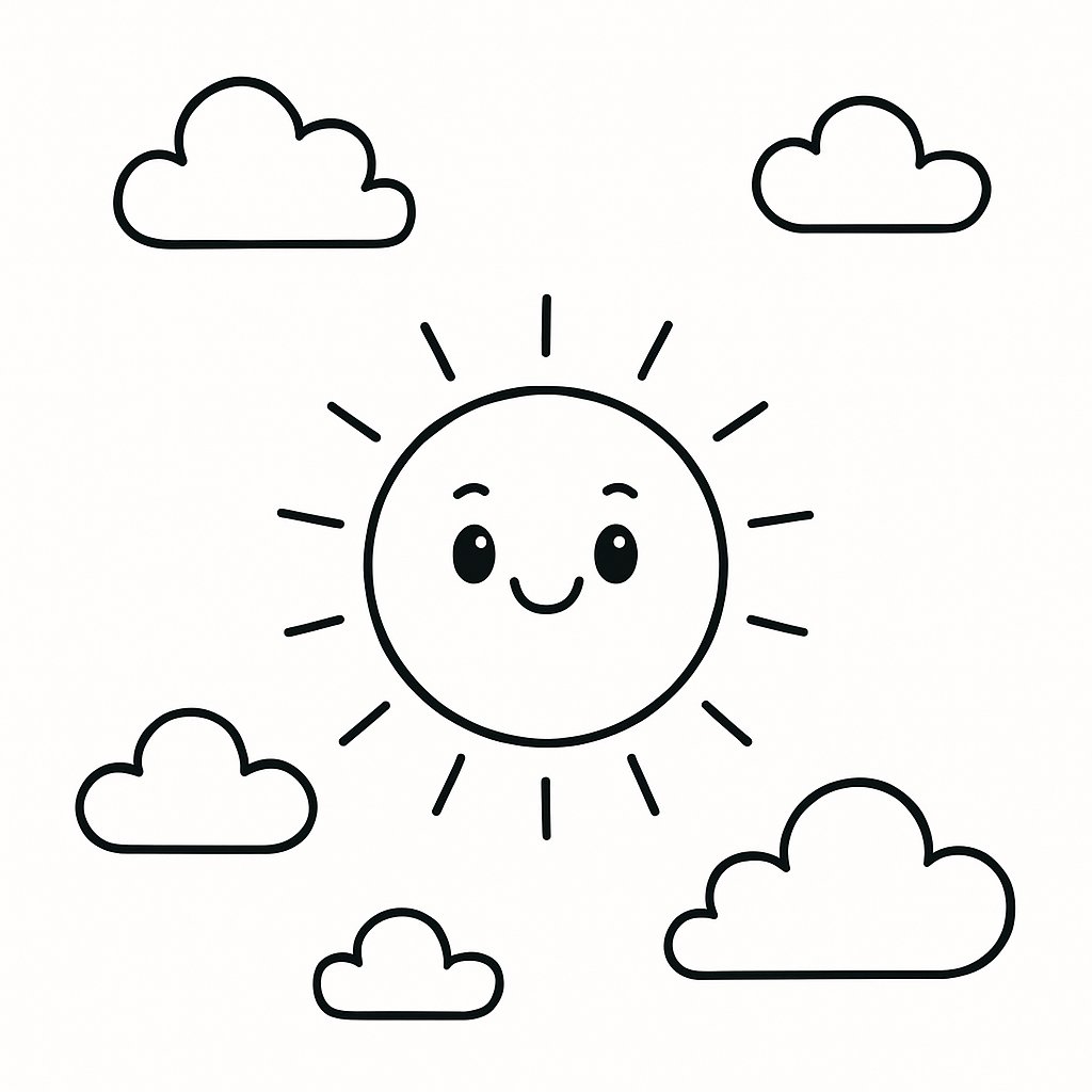 Tranh tô màu bầu trời cho bé 2025 - Tải PDF miễn phí