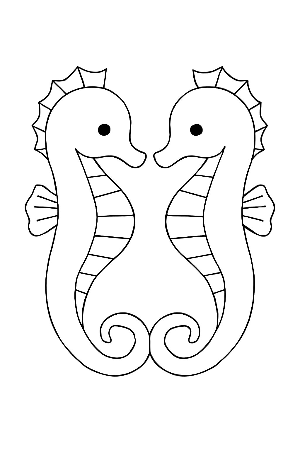 Tranh tô màu cá ngựa cho bé 2025 – Tải PDF miễn phí