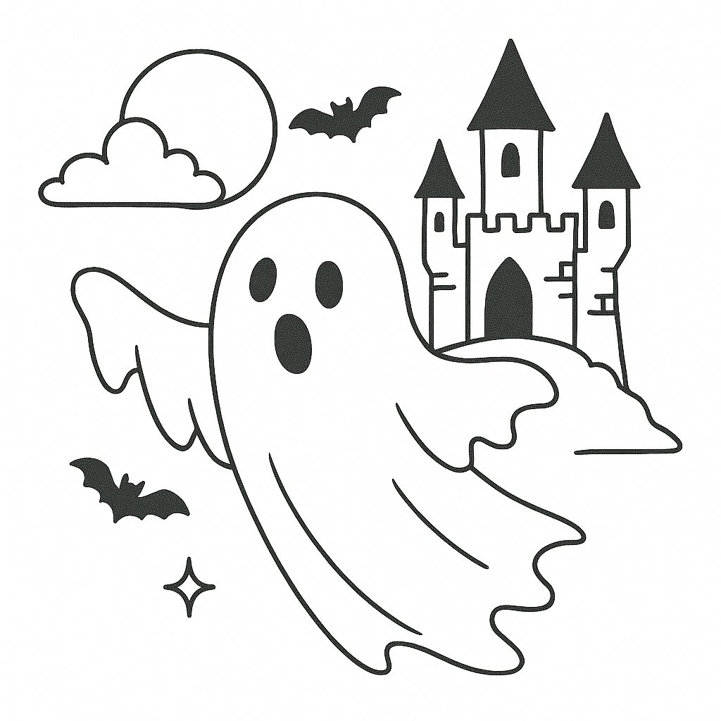 Tranh tô màu con ma Halloween cho bé 2025 – Tải PDF