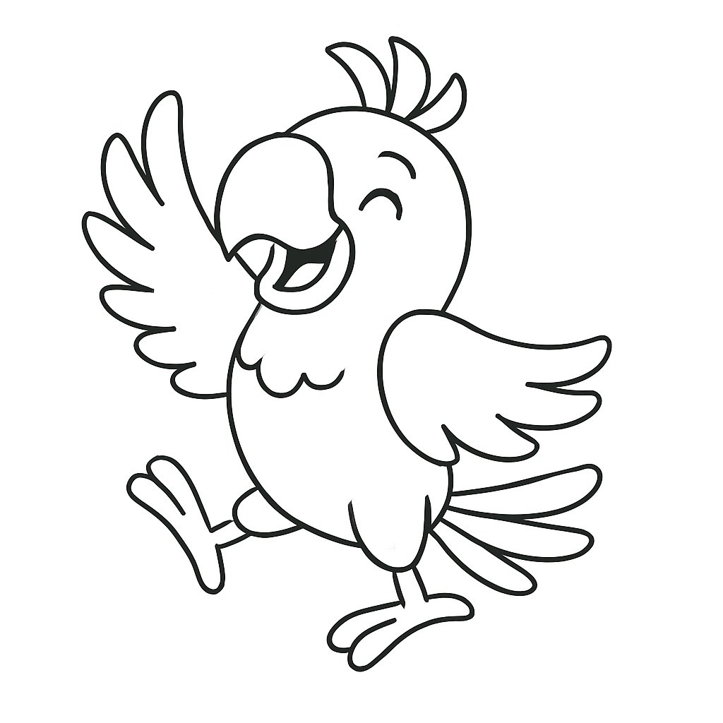 Tranh tô màu con vẹt cho bé 2025 – Tải PDF miễn phí