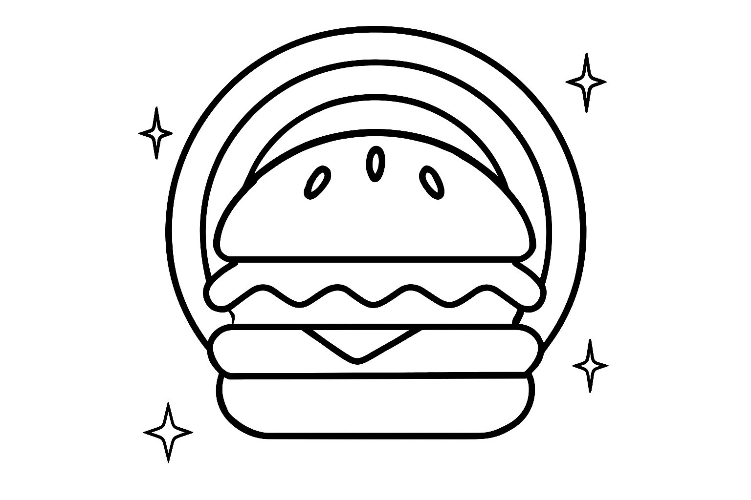 Tranh tô màu hamburger cho bé 2025 - Tải PDF miễn phí