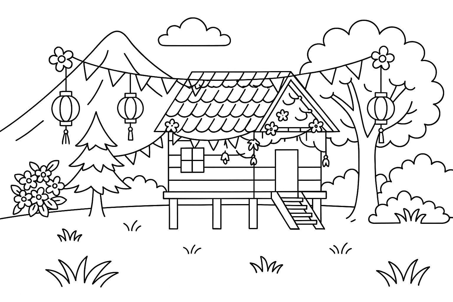 Nhà sàn mùa lễ hội