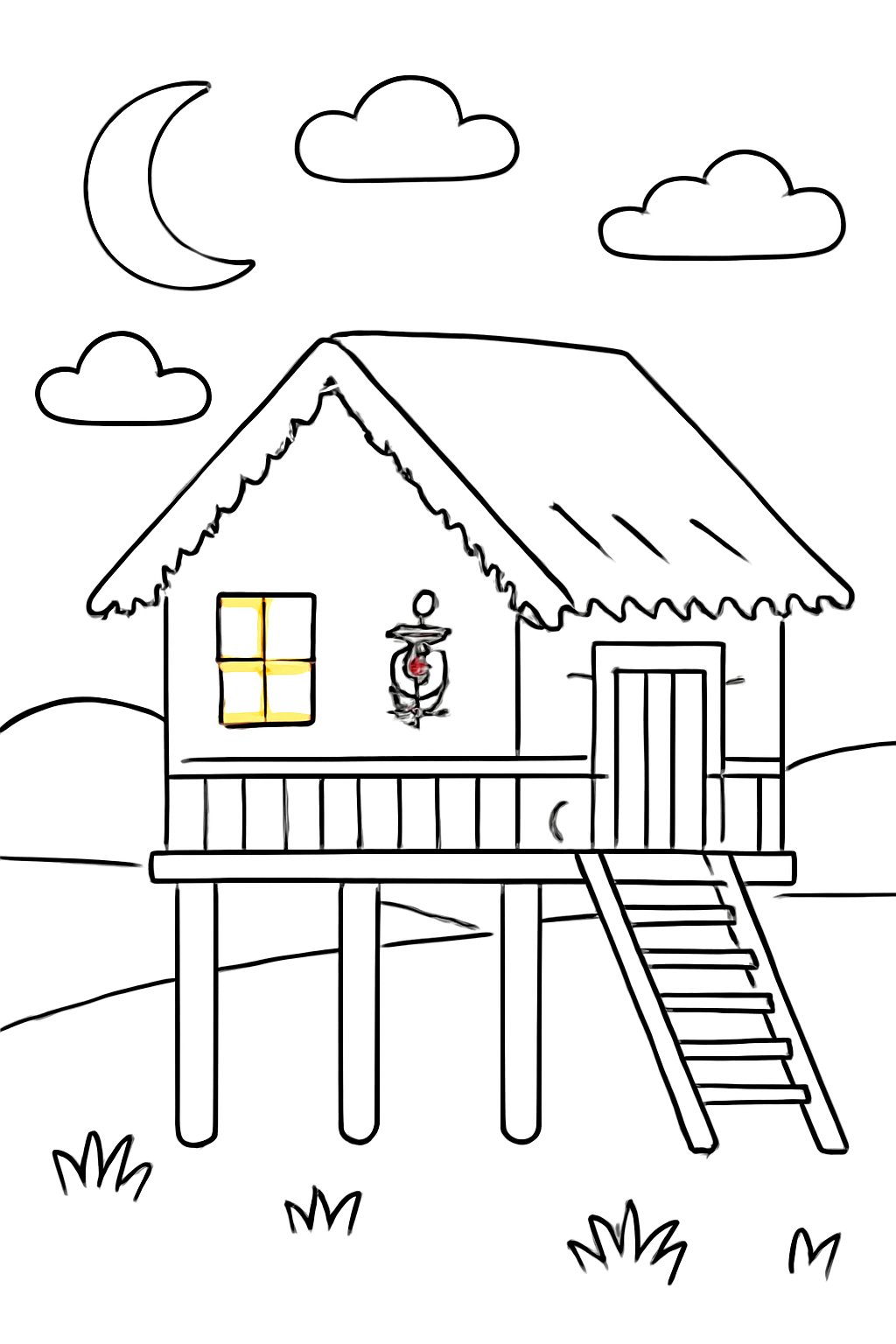 Nhà sàn phong cảnh đêm