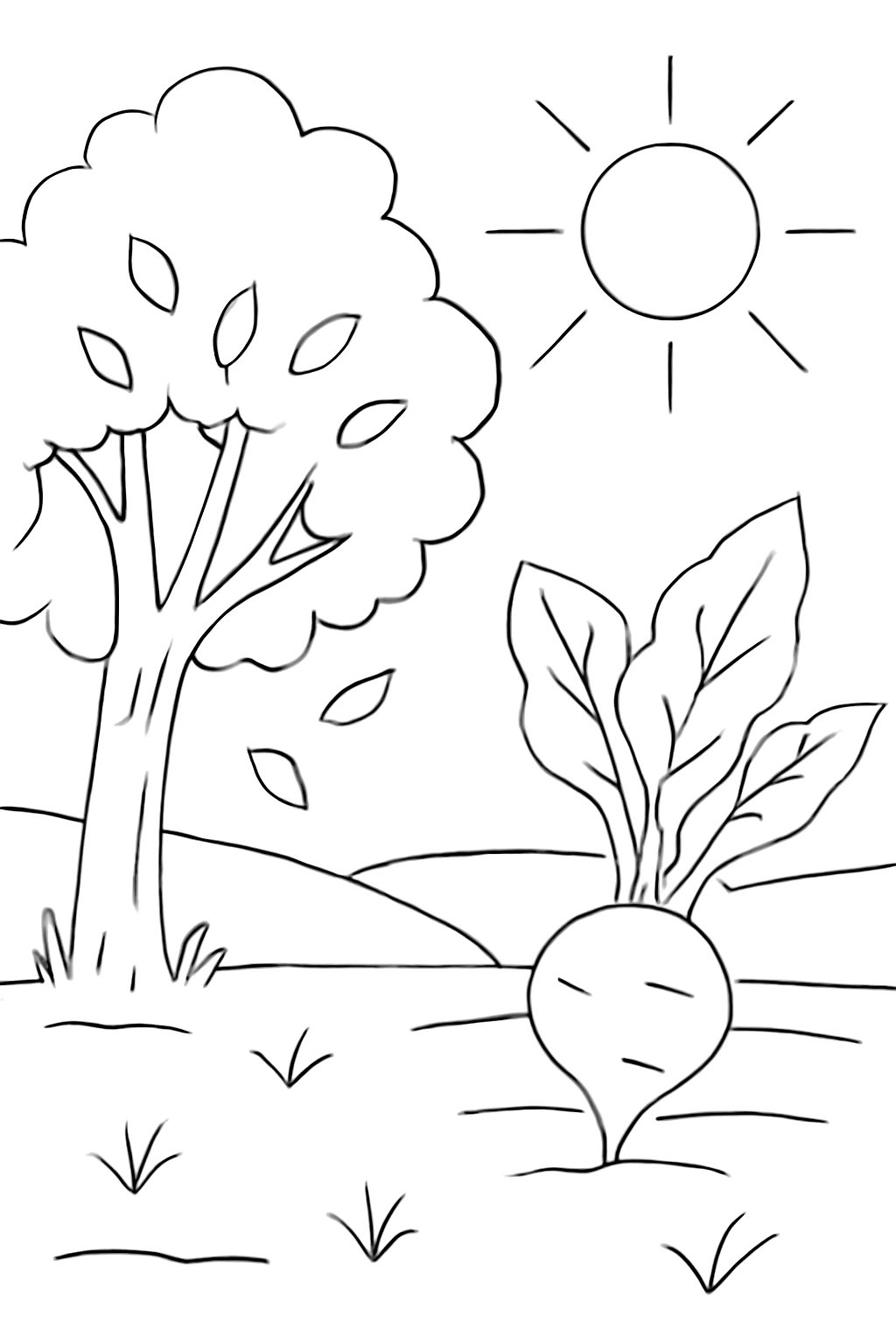 Tranh tô màu truyện nhổ củ cải cho bé 2025