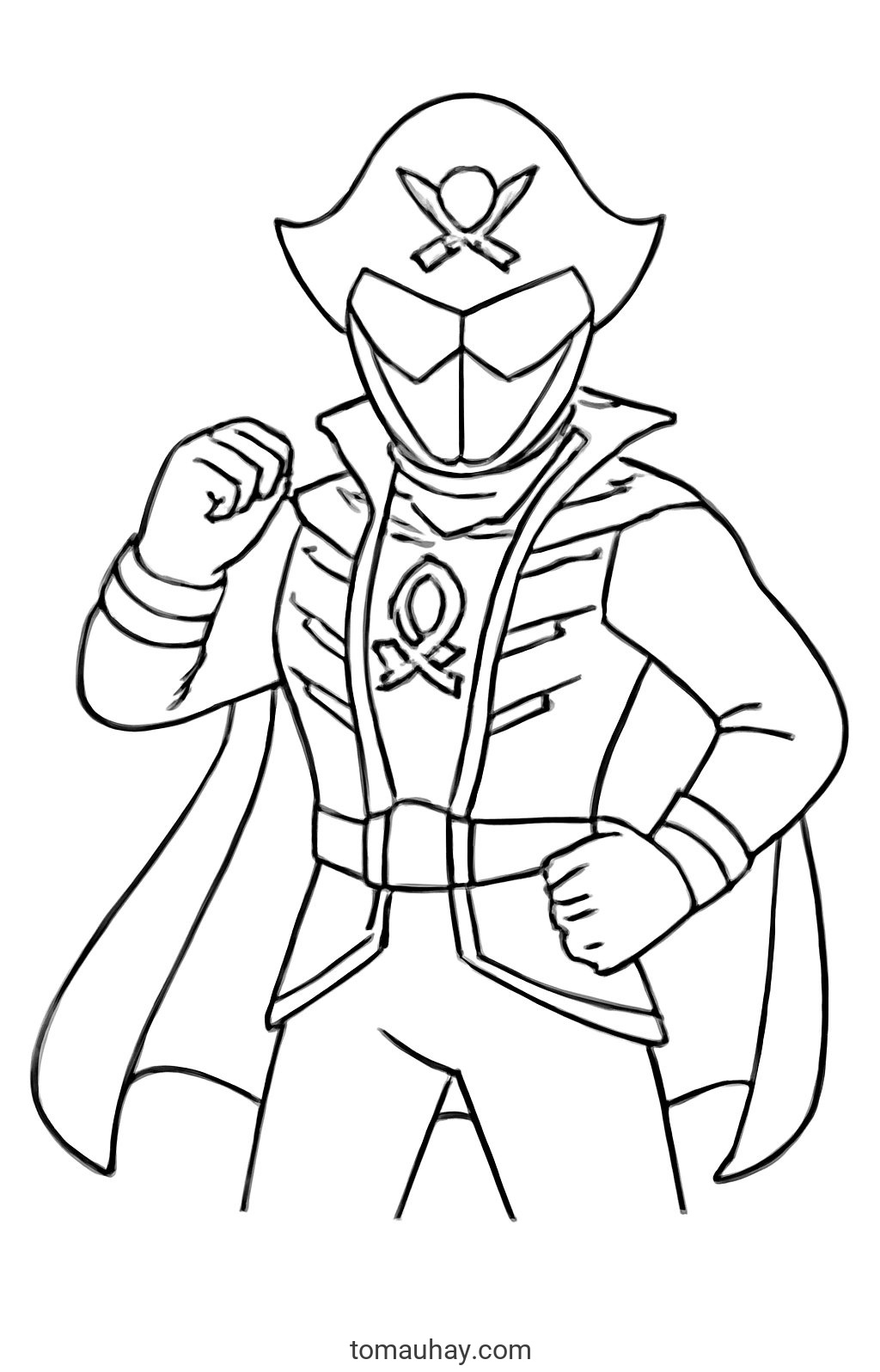 Tô màu siêu nhân hải tặc cho bé 2026 - Tranh tô màu PDF - Siêu Nhân Hải Tặc Cổ Điển