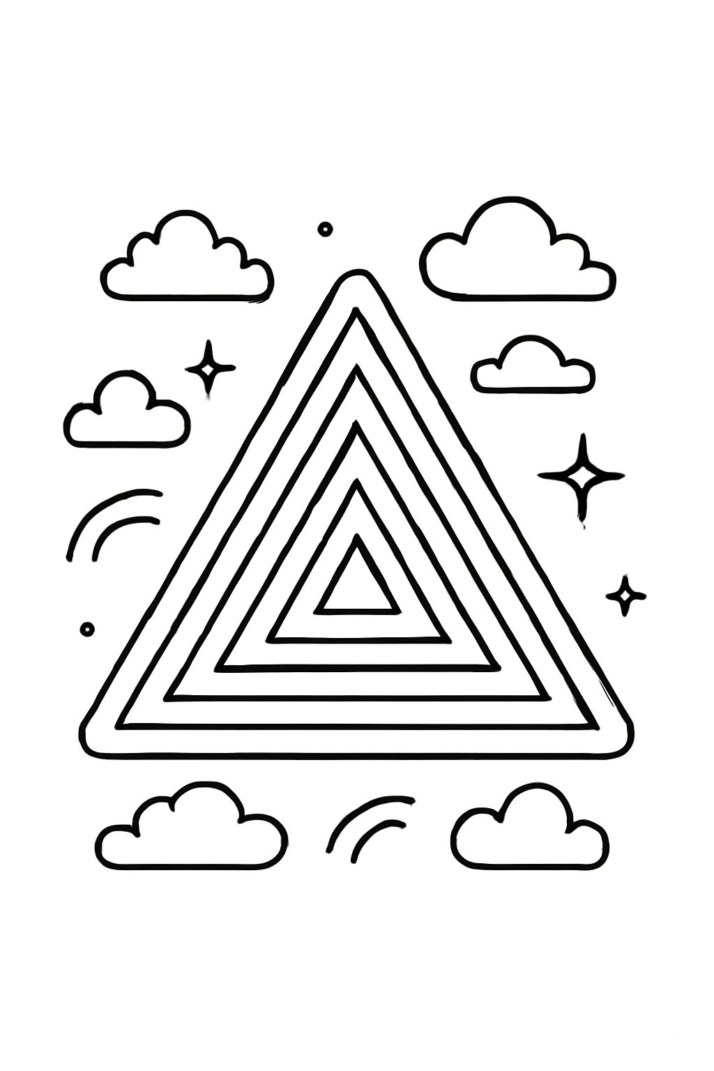 Tranh tô màu hình tam giác cho bé 2025 - Tải PDF miễn phí