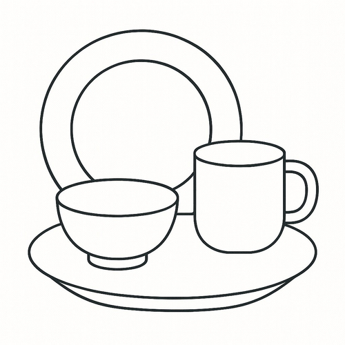 Tranh tô màu đồ dùng để ăn cho bé 2025 – Tải PDF