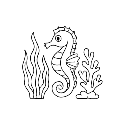 Tranh tô màu cá ngựa cho bé 2025 – Tải PDF miễn phí