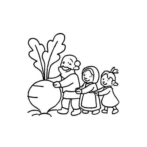 Tranh tô màu truyện nhổ củ cải cho bé 2025