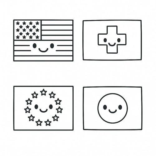 Tranh tô màu cờ các nước cho bé 2025 – Tải PDF miễn phí