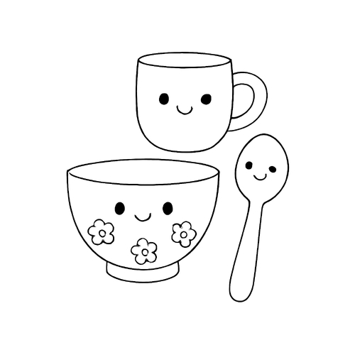 Tranh tô màu đồ dùng để ăn cho bé 2025 – Tải PDF