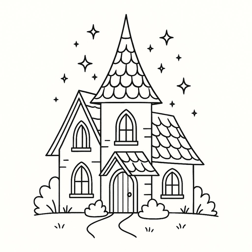 Tranh tô màu ngôi nhà cầu vồng cho bé đẹp nhất 2025