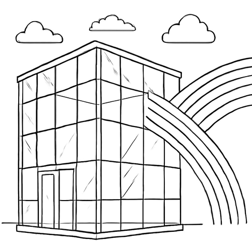 Tranh tô màu ngôi nhà cầu vồng cho bé đẹp nhất 2025