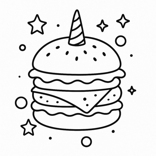 Tranh tô màu hamburger cho bé 2025 - Tải PDF miễn phí