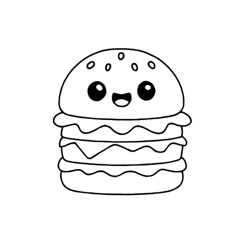Tranh tô màu hamburger cho bé 2025 - Tải PDF miễn phí