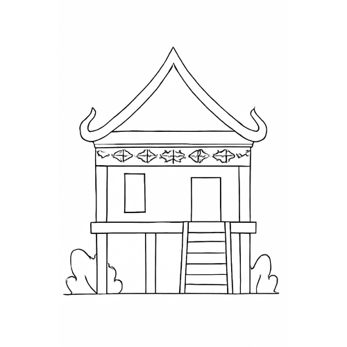 Tranh tô màu nhà sàn cho bé 2025 – Tải PDF miễn phí